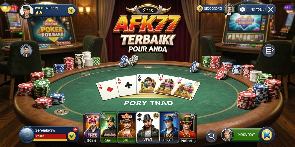 Tampilan antarmuka permainan poker AFK77 yang menarik dan interaktif.