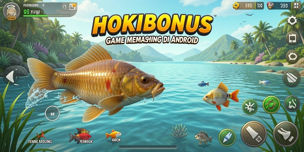 Tampilan gameplay HOKIBONUS yang menakjubkan dengan aksi memancing.