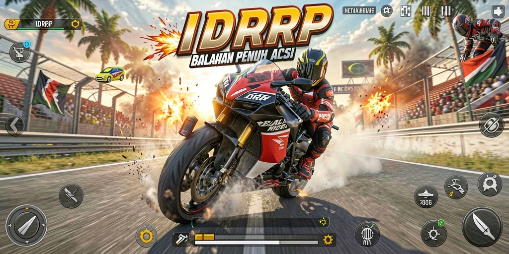 Gameplay seru dan menantang di IDRRP dengan motor-canggih.