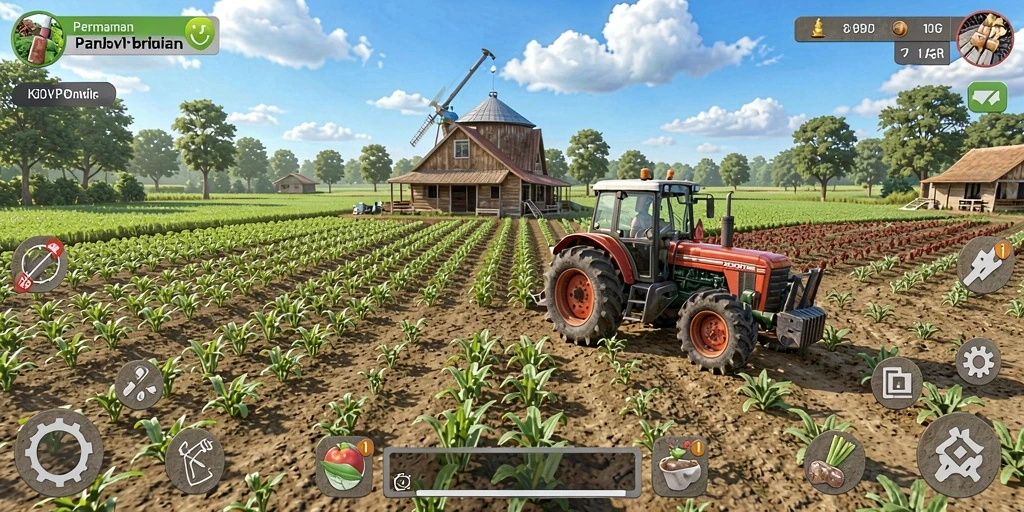 Tampilan gameplay pertanian yang menawan dan seru di KKRP.
