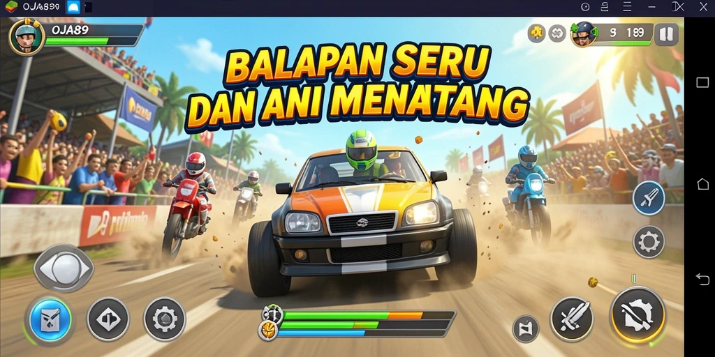 Gameplay balapan OJA89 yang mendebarkan dan penuh aksi.