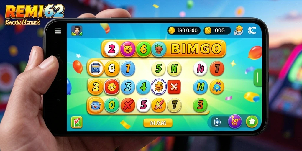 Gameplay seru Bingo di REMI62 dengan fitur interaktif.