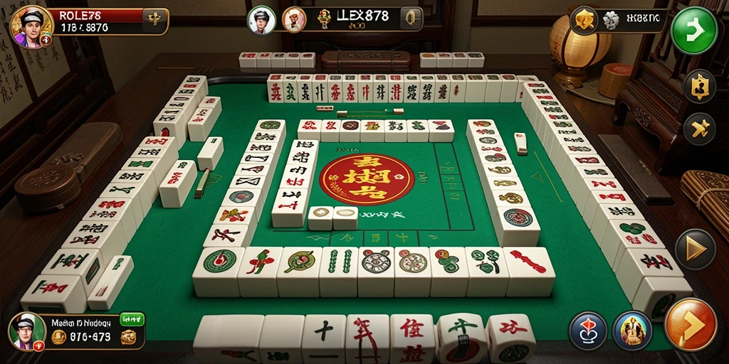 Tampilan gameplay Mahjong di ROLEX878 yang menarik dan dinamis.