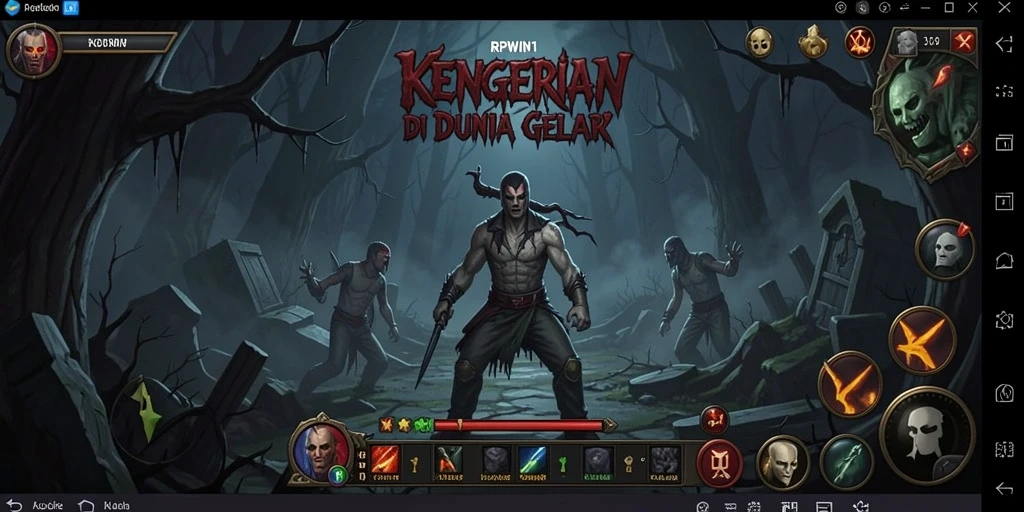 Screenshot menunjukkan gameplay menyeramkan di RPWIN1 dengan suasana gelap dan mencekam.