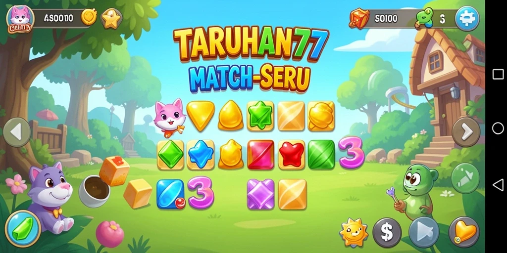 Screenshot TARUHAN77 menampilkan aksi seru match-3 dalam permainan.