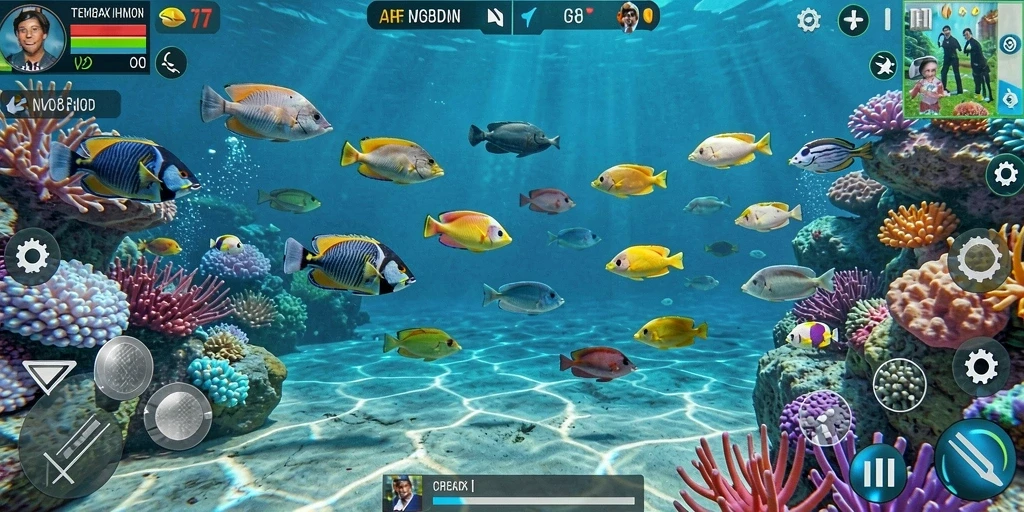 Screenshot menampilkan seru dan menegangkan dalam gameplay Tembak Ikan.